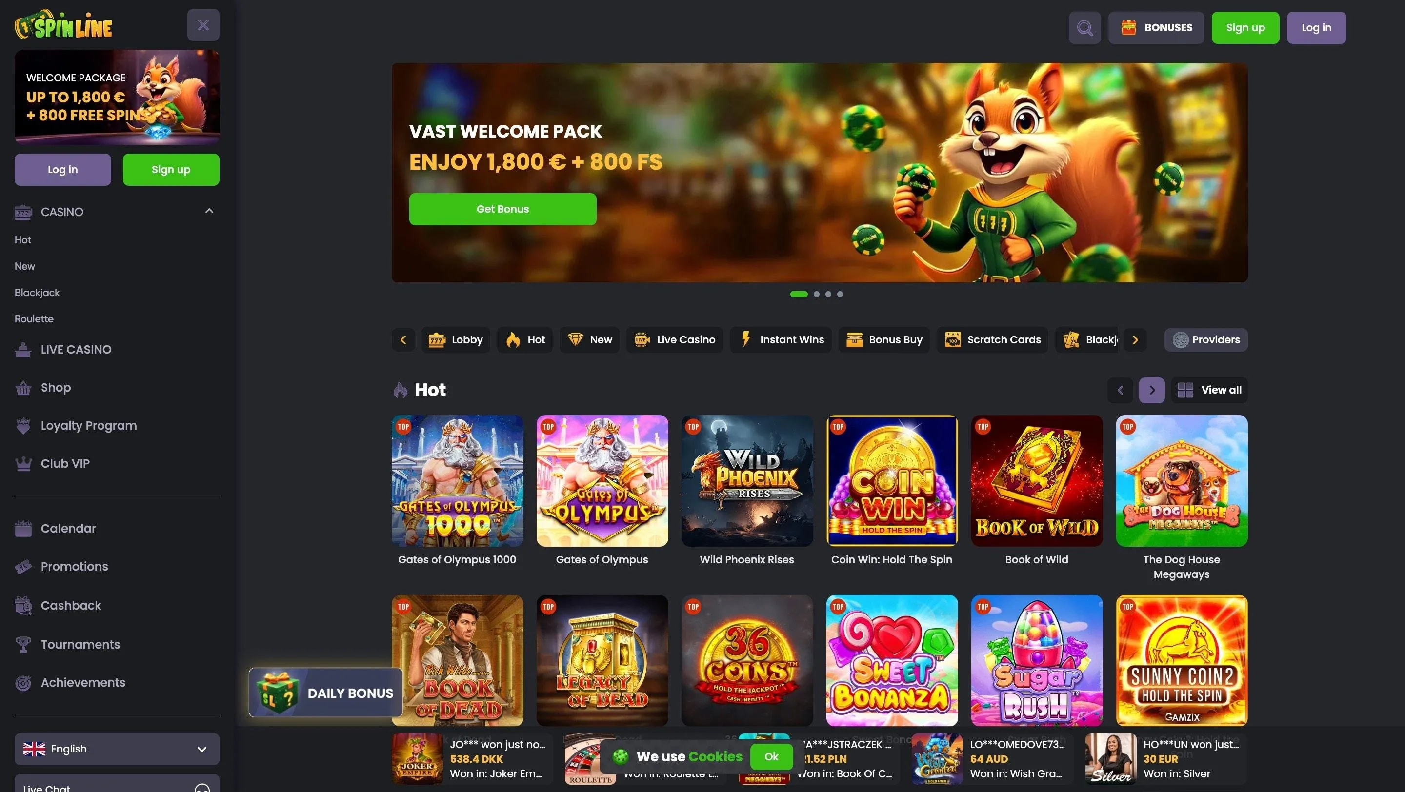 SpinLine EU Online Casino SpinLine European online casino